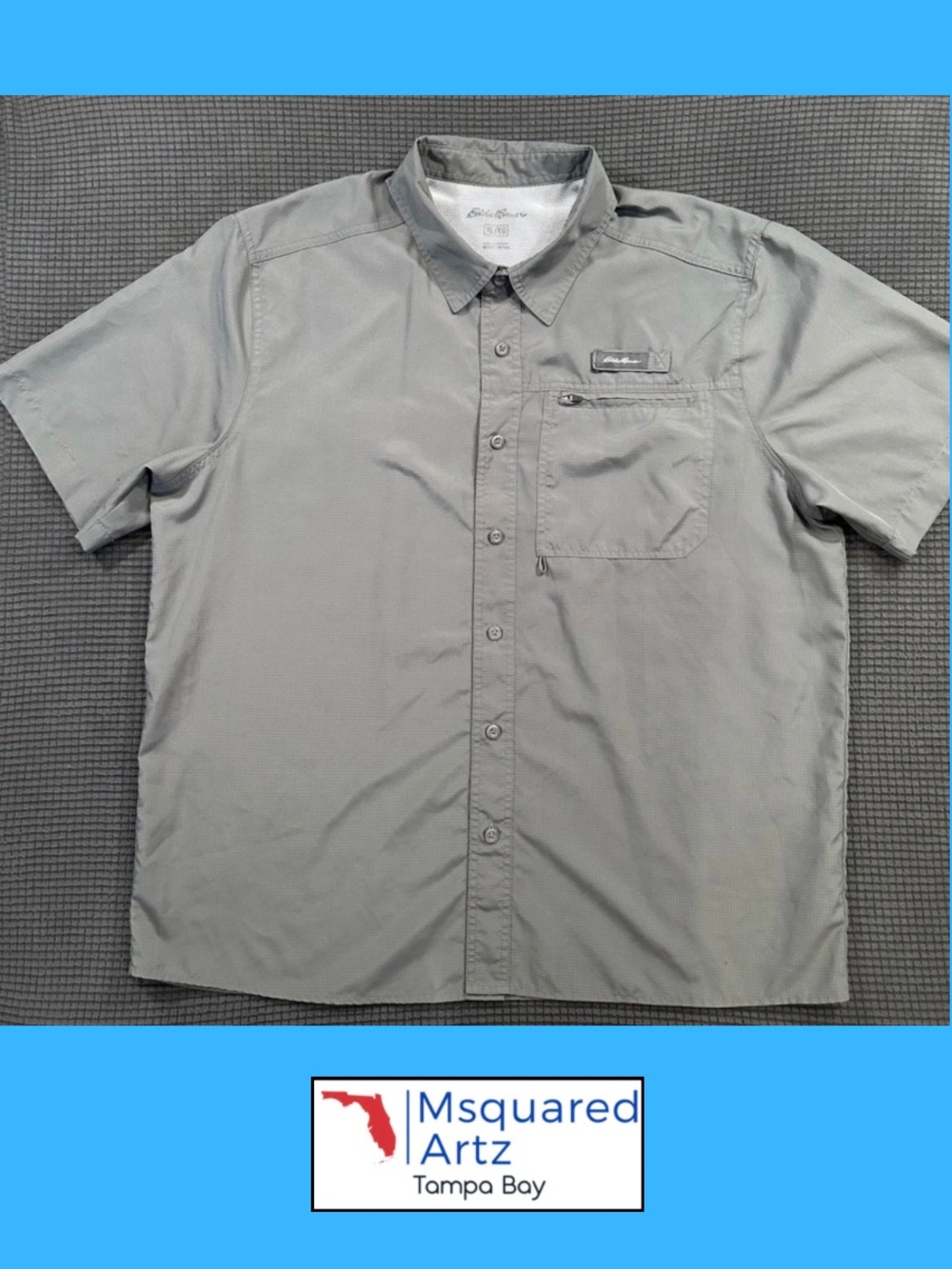 Eddie Bauer EC Men’s XL Gray Short Sleeve Fishing Shirt Quick Dry Outdoor